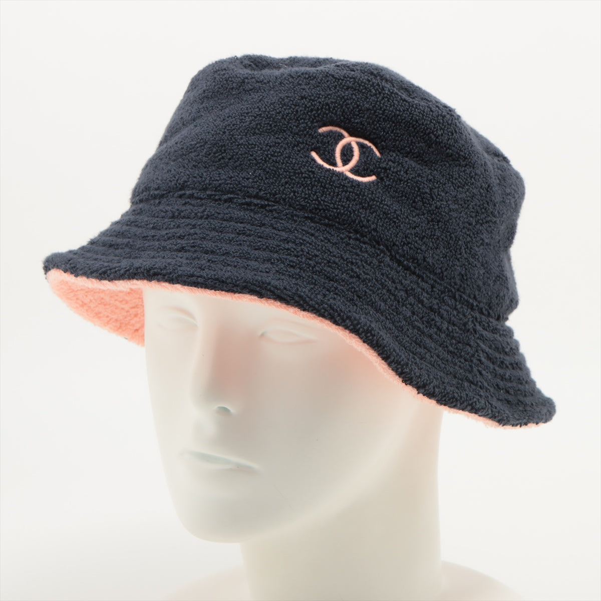 Chanel Coco Mark 20V Hat Cotton Navy x pink