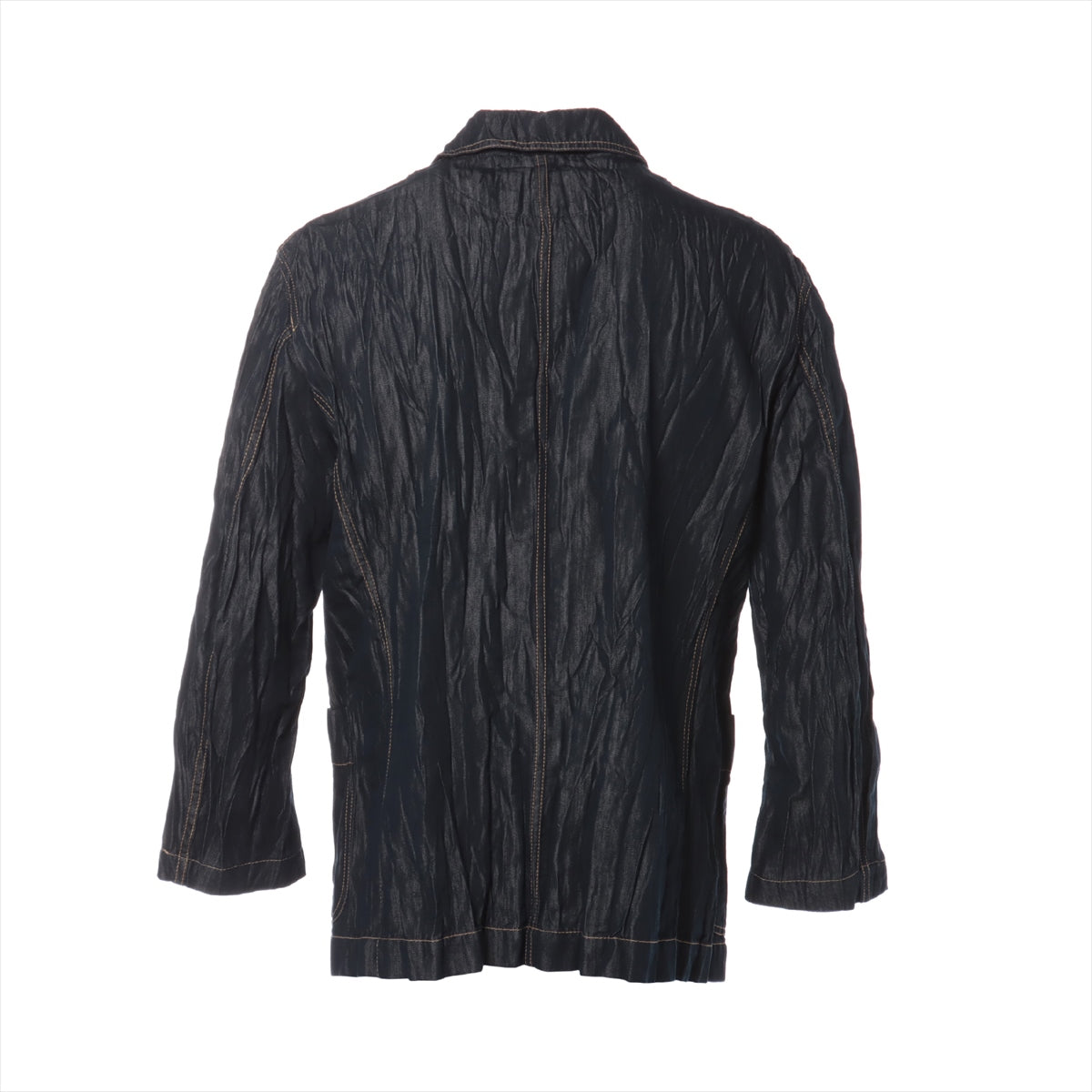 ISSEY MIYAKE Cotton & polyester Denim jacket 2 Men's Blue indigo  ME01FD158 Wrinkle processing