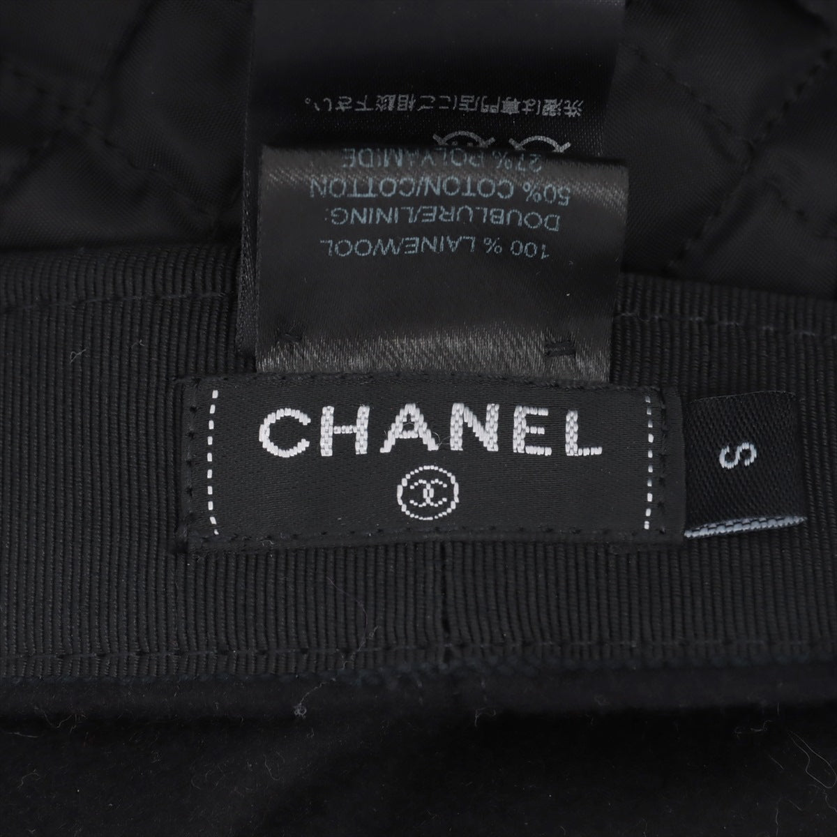 Chanel Coco Mark 19V Newsboy cap S Cotton & wool Black