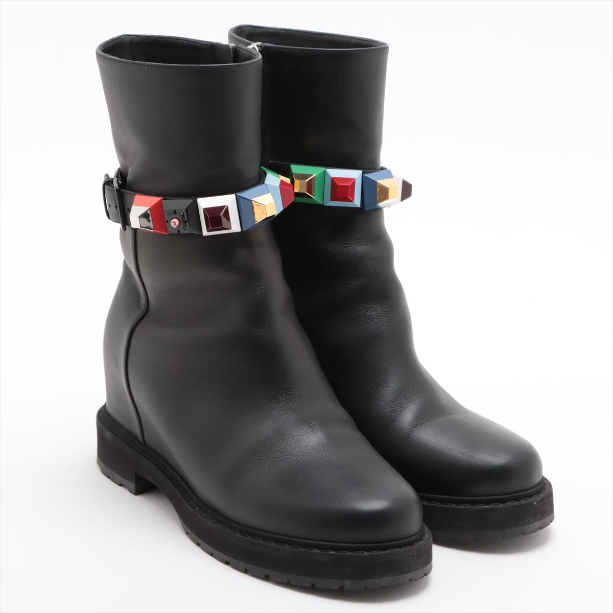 Fendi Leather Short Boots 38 Ladies' Black