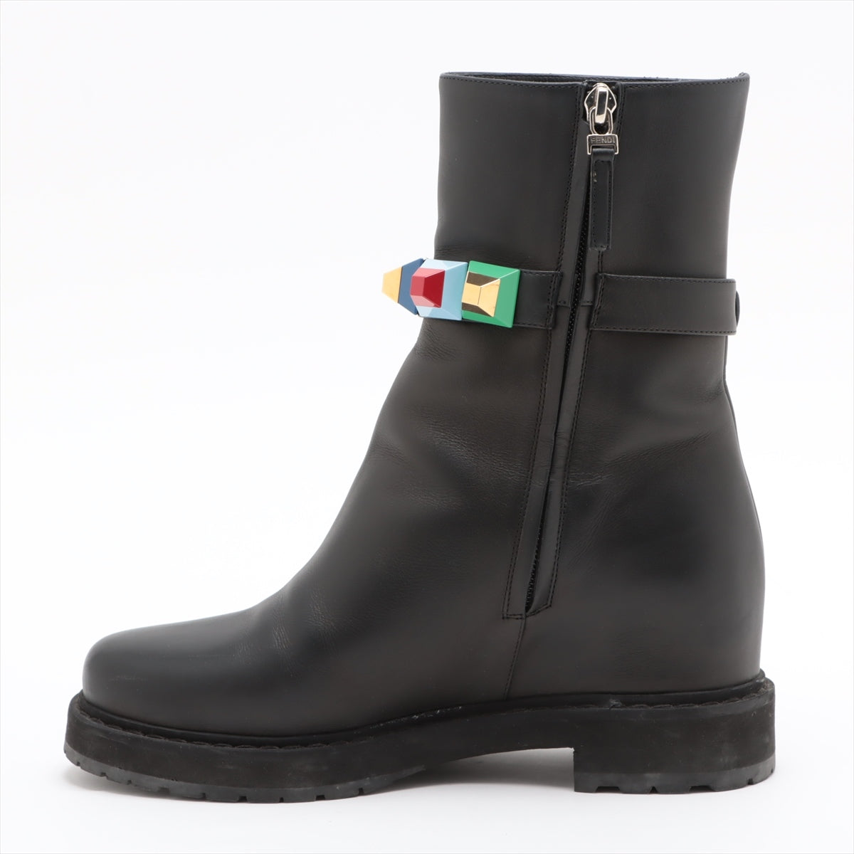 Fendi Leather Short Boots 38 Ladies' Black