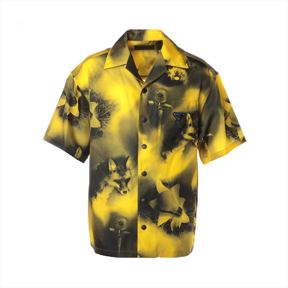 Prada Triangle logo 22 years Nylon Shirt S Men's Black x yellow Re