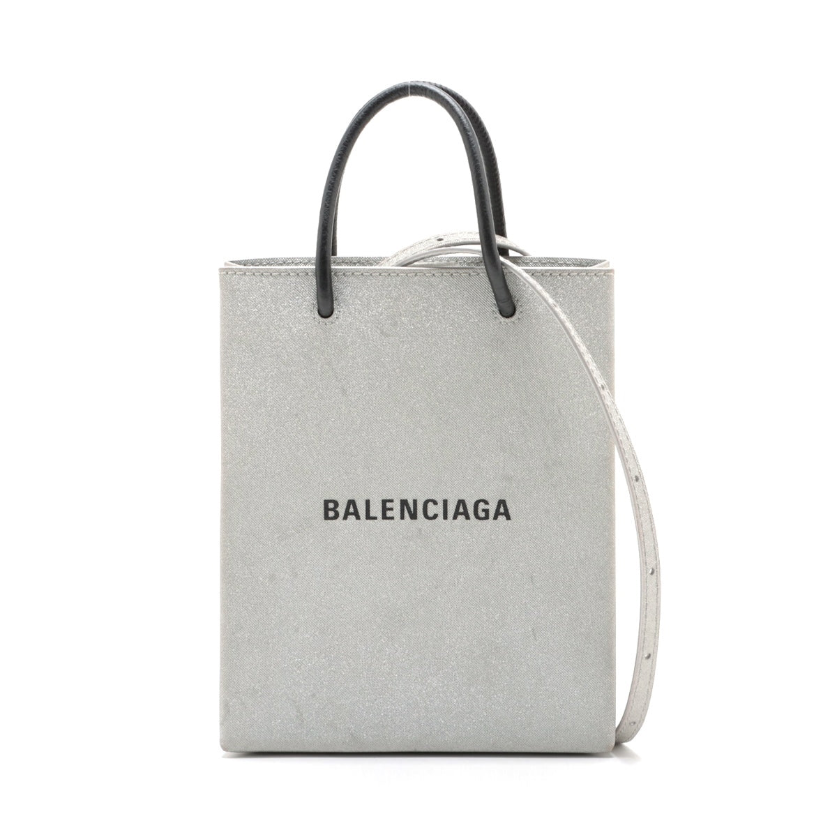 Balenciaga Shopping phone holder Coating canvas 2way handbag Silver 693805