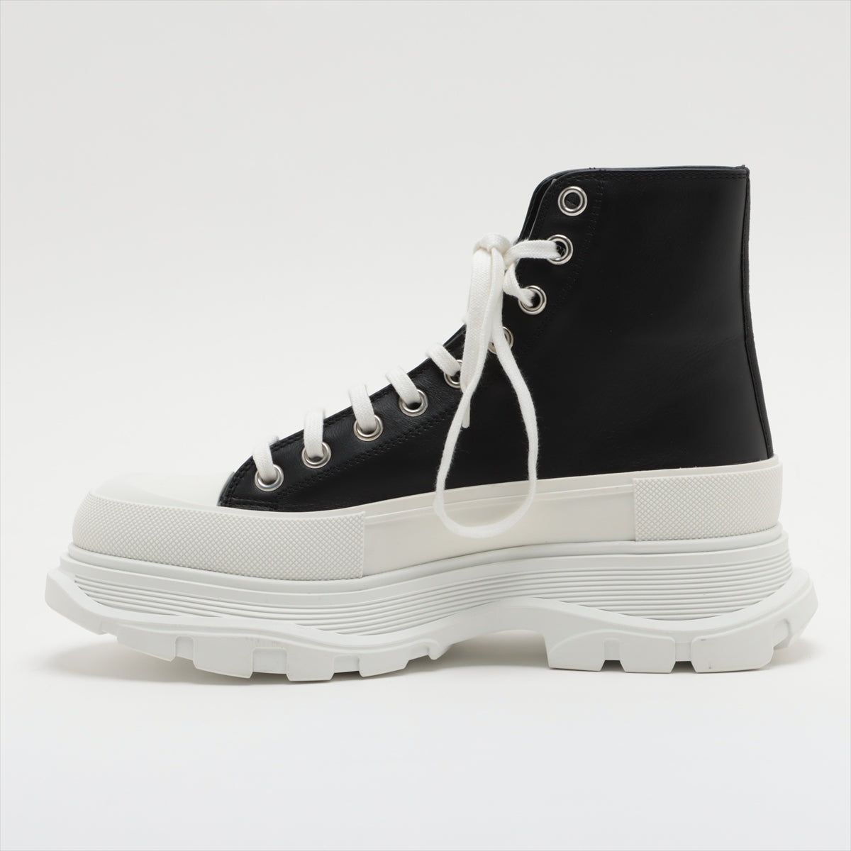 Alexander McQueen Leather High-top Sneakers 40 1/2 Men's Black × White 627206