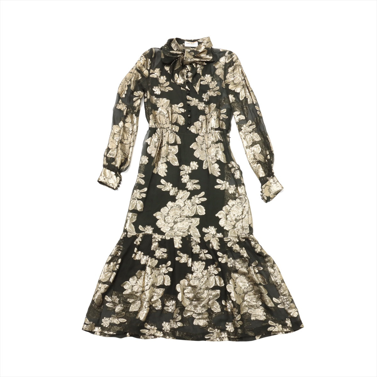 Saint Laurent Paris Silk × Polyester Dress 34 Ladies' Gold x green  614419