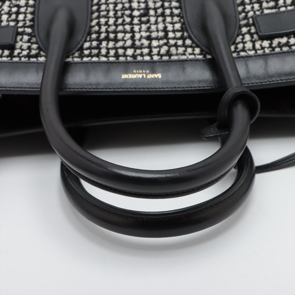 Saint Laurent Paris Sac de Jour Tweed x Leather 2way handbag Black 355153