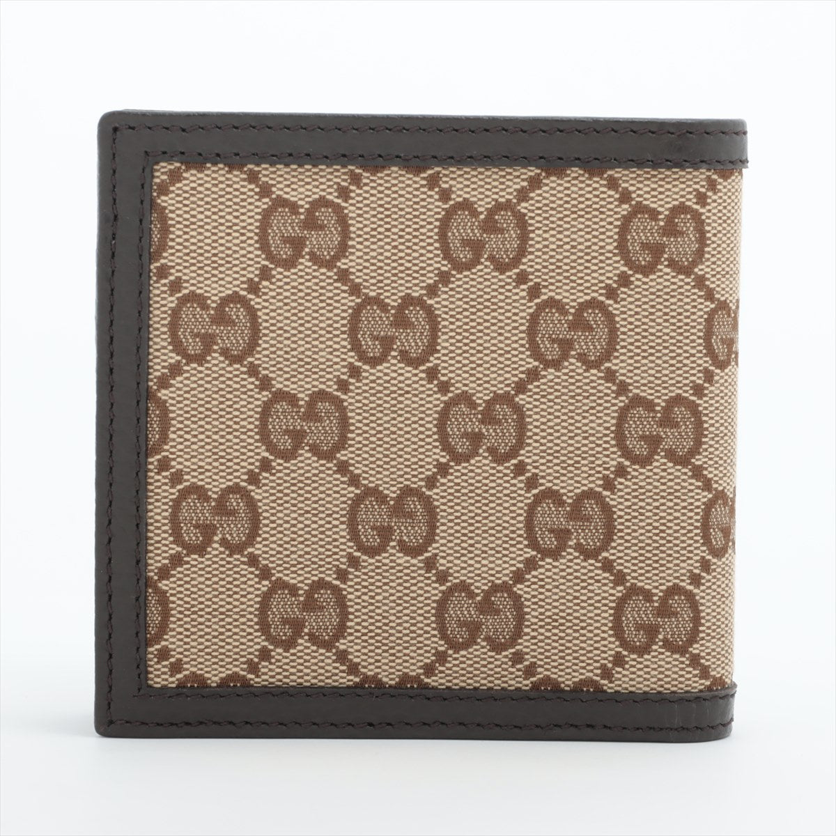 Gucci GG Canvas 150413 Canvas & leather Compact Wallet Beige Ⓖ Engraving Yes