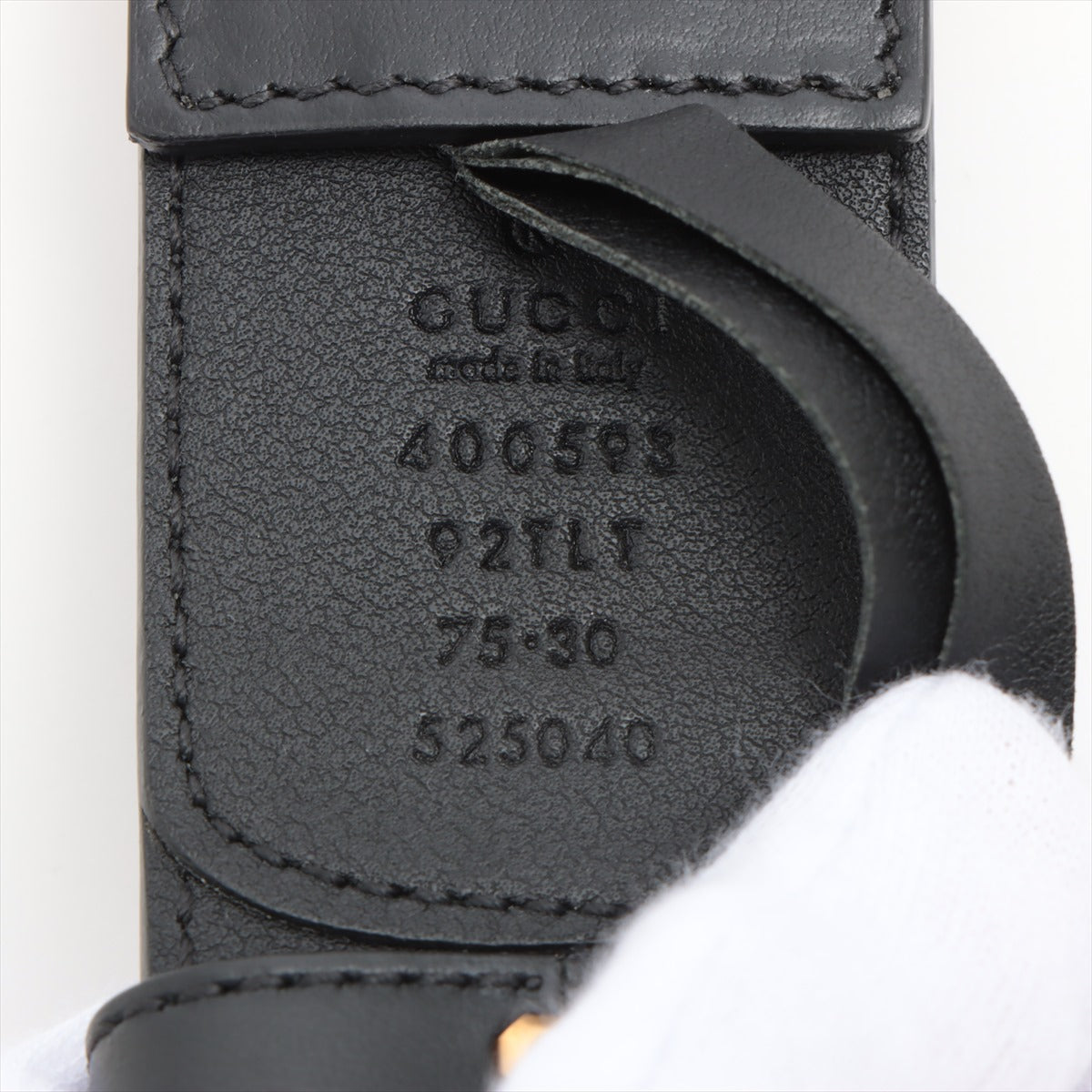 Gucci 400593 GG Marmont Belt 75・30 PVC & leather black x beige