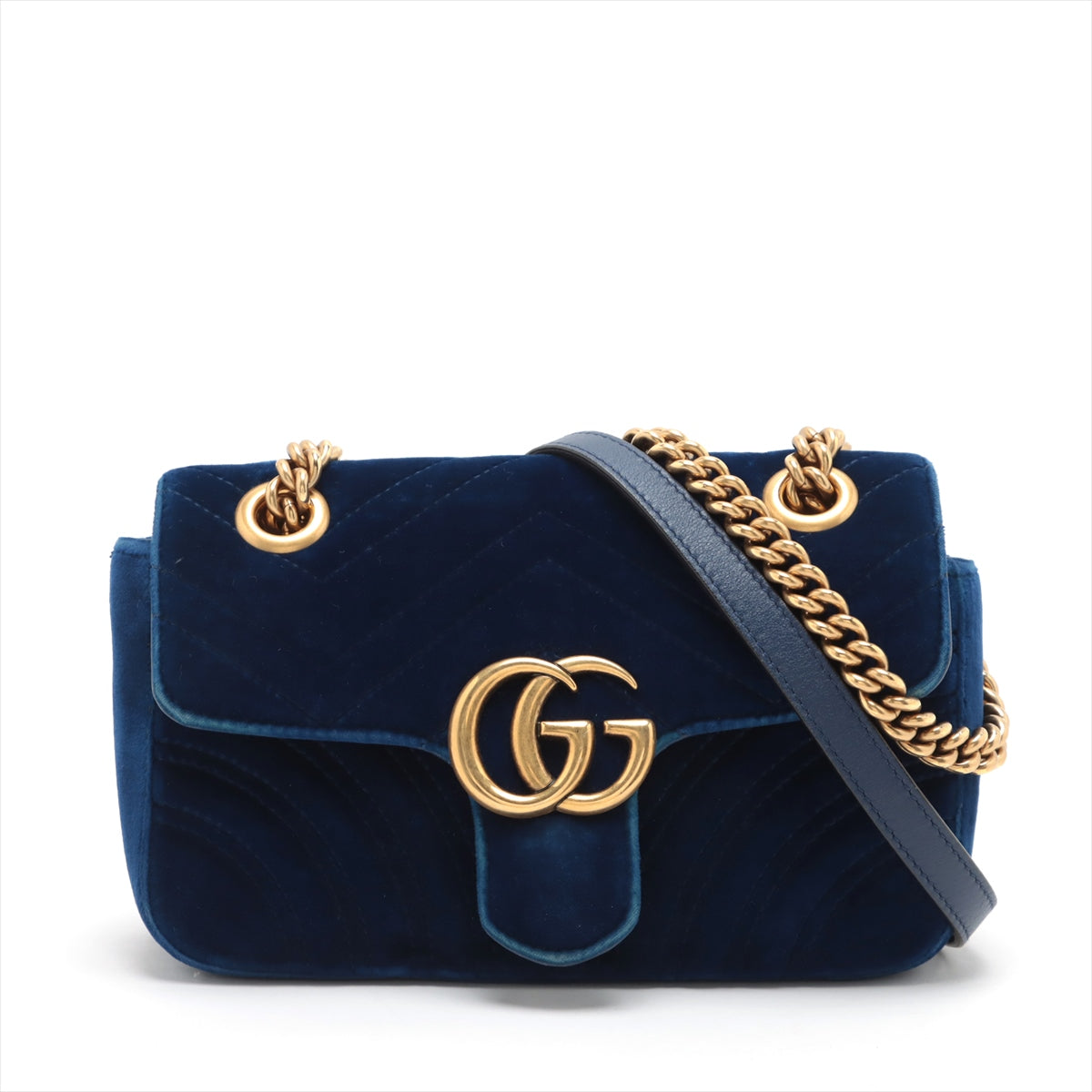 Gucci GG Marmont Velvet Chain shoulder bag Blue 446744