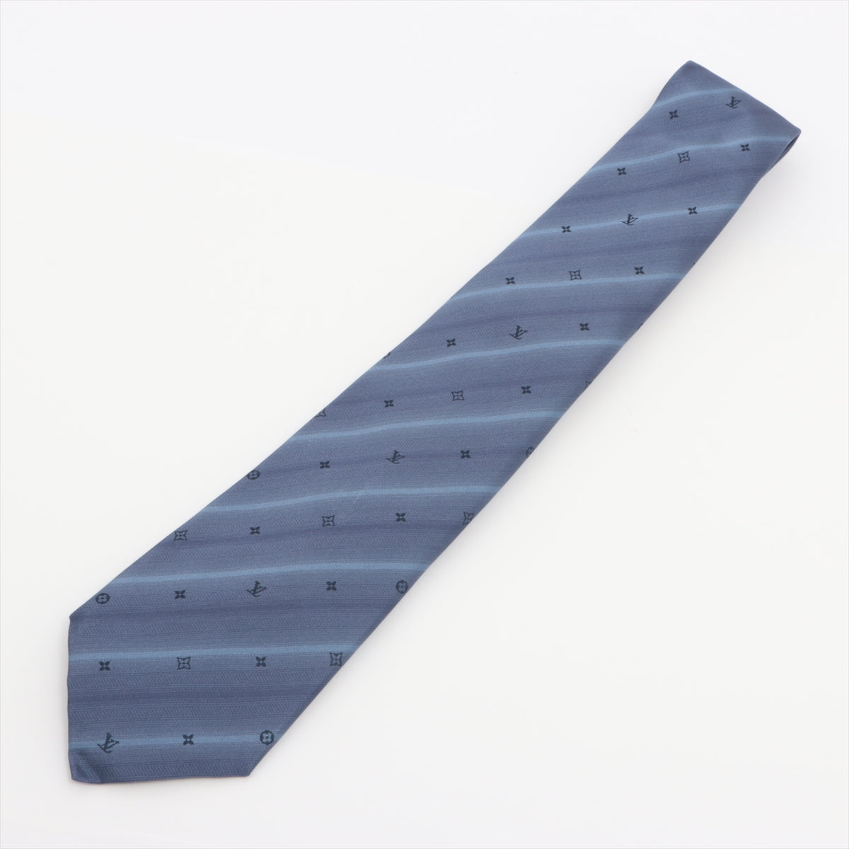 Louis Vuitton M71686 Cravat monogram whisper MR0197 Necktie Silk Blue