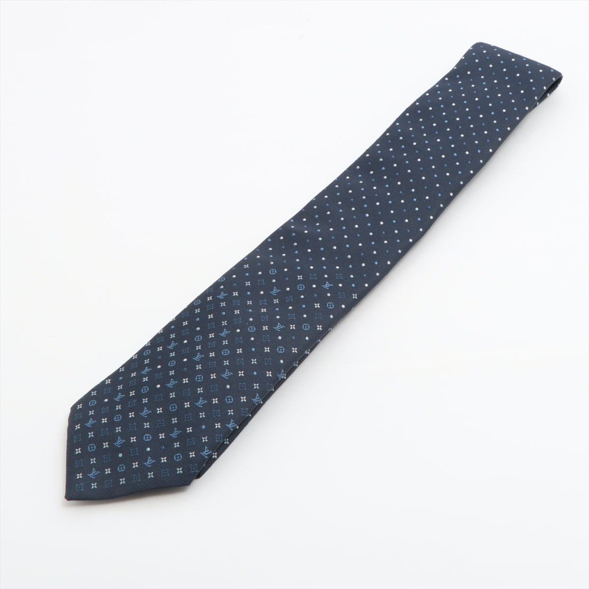 Louis Vuitton M76844 monogram gradient dots 8CM OS5202 Necktie Silk Navy blue