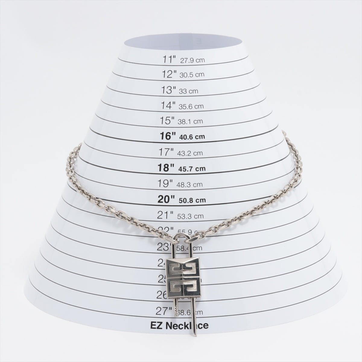Givenchy Padlock Chain Necklace GP Silver Scratched Wears Losing luster