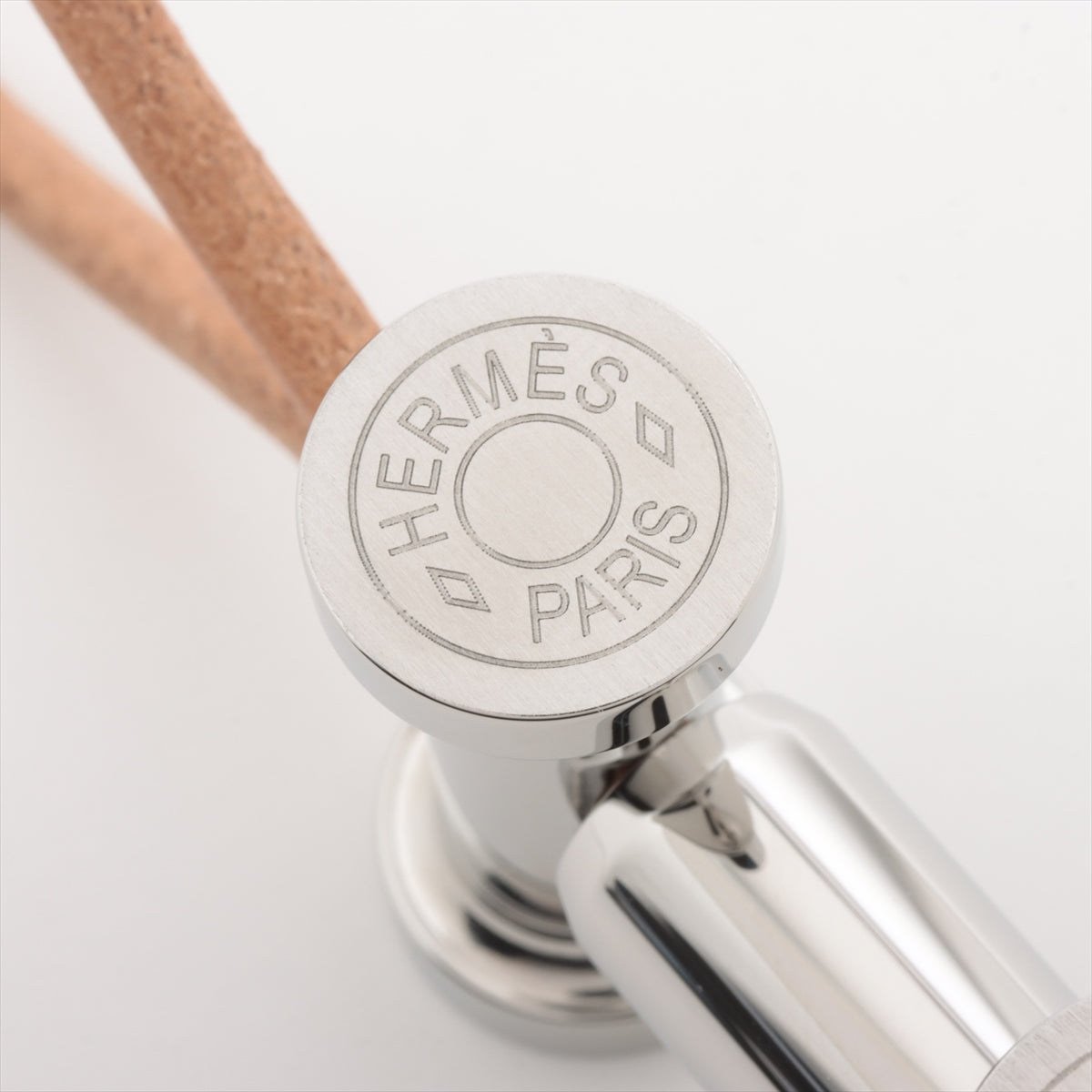 Hermès Mobile H Keyring Leather x metal Silver x beige