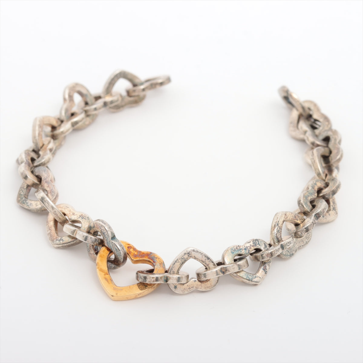 Tiffany Heart Link Bracelet 925×750 35.7g Gold × Silver