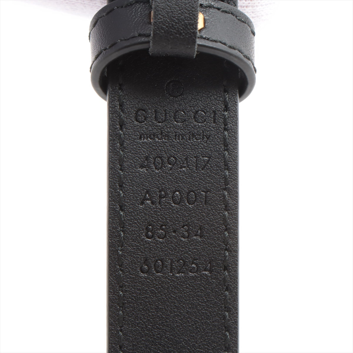 Gucci 409417 GG Belt 85 GP & leather Black