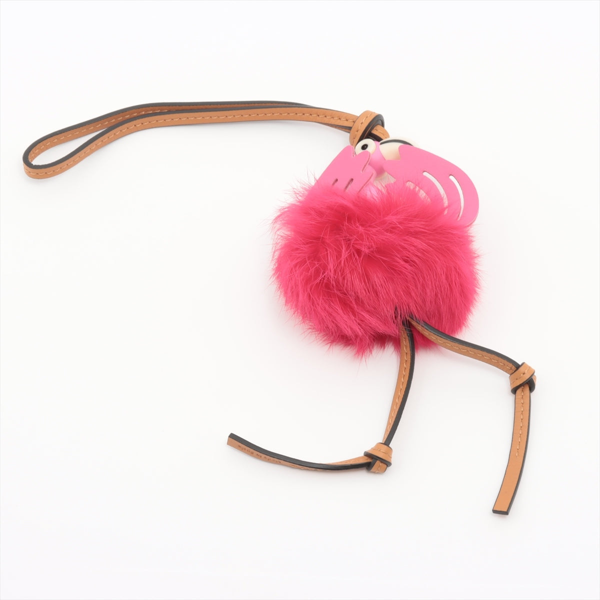 Loewe Charm Fur × Leather Pink Flamingo