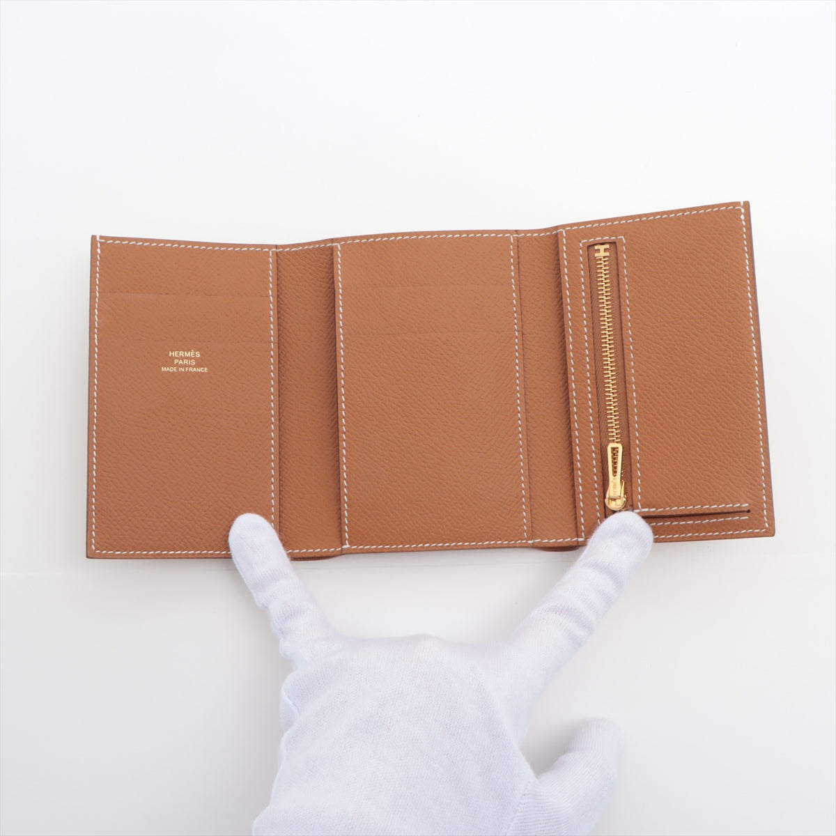 Hermès Bearn Combiné Veau Epsom Compact Wallet Brown Gold Metal fittings U: 2022