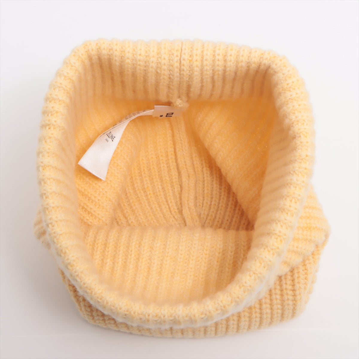 CELINE Logo Knit cap TU Wool Yellow