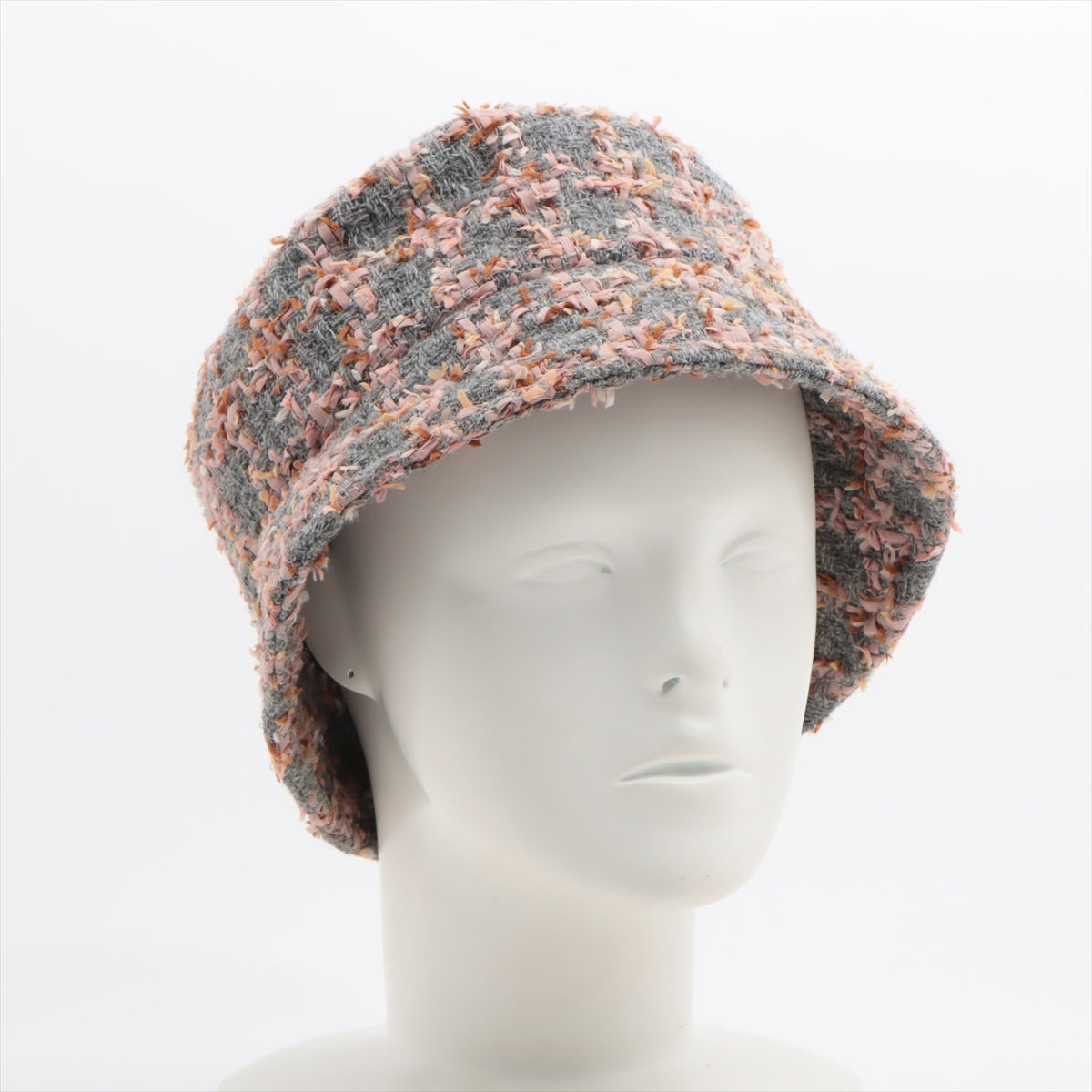 Chanel Coco Mark 22K Hat M Cotton & wool Pink x gray