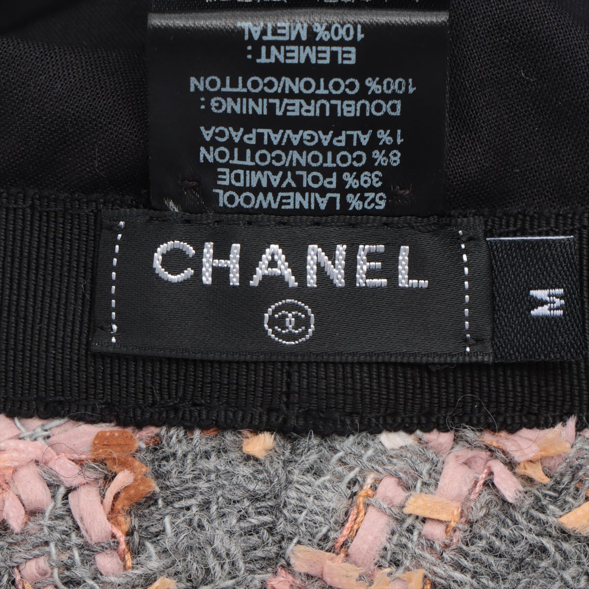 Chanel Coco Mark 22K Hat M Cotton & wool Pink x gray