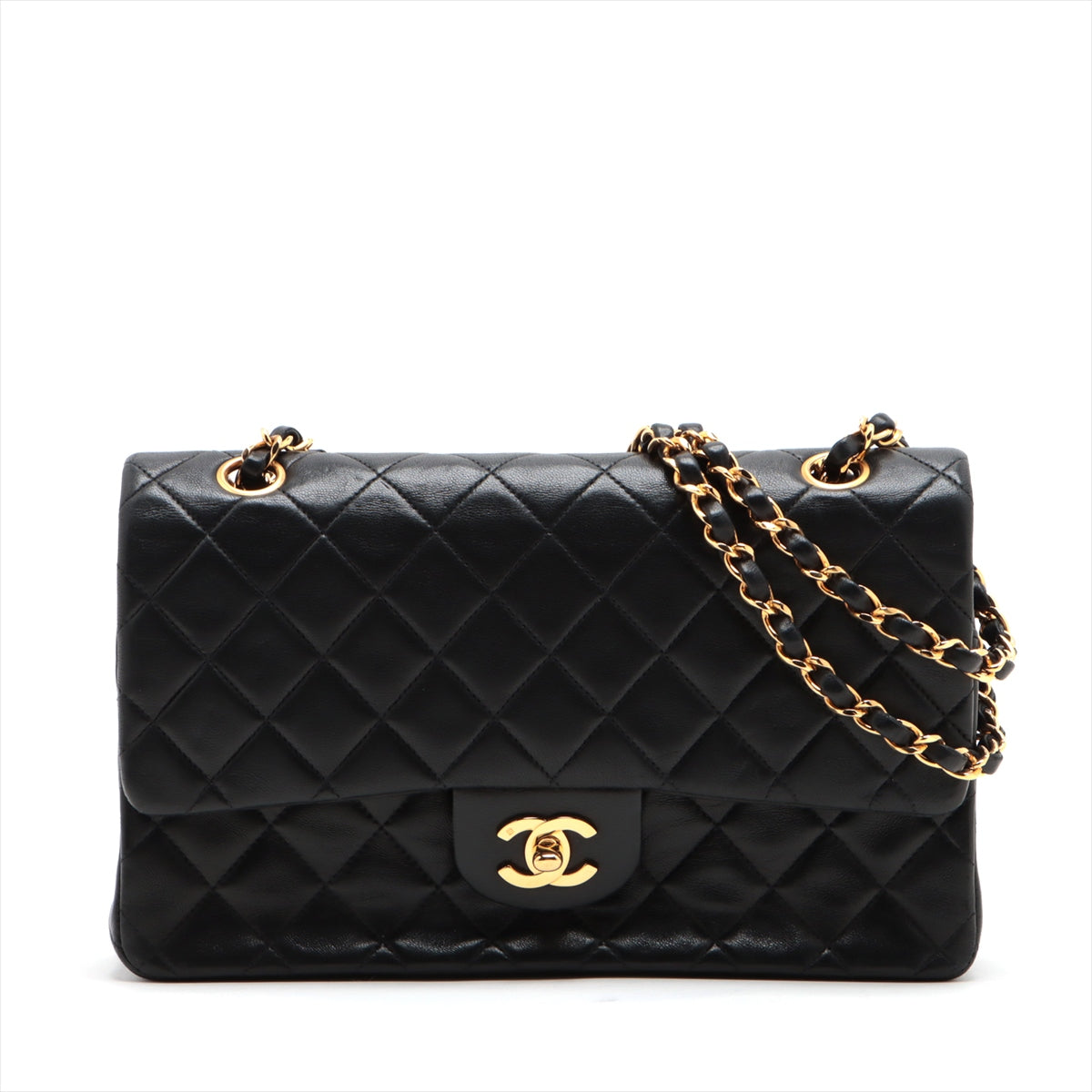 Chanel Matelasse Lambskin Double flap Double chain bag Black Gold Metal fittings Turn lock hardening There is an abnormal noise