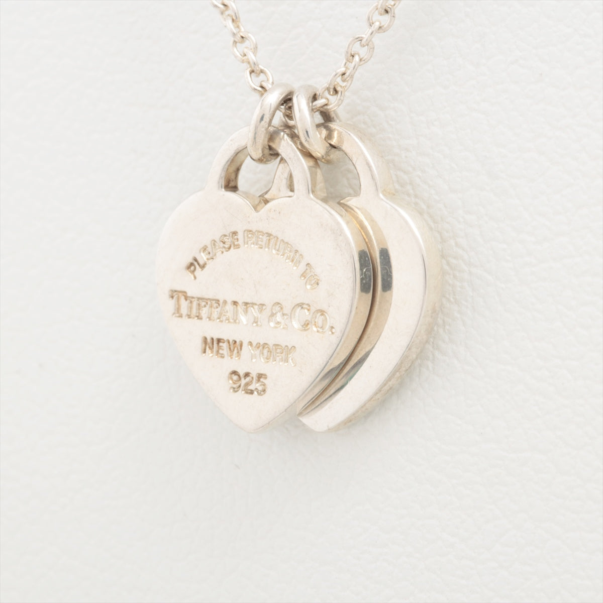 Tiffany Return To Tiffany Mini Double Heart Tag Necklace 925 3.0g Silver