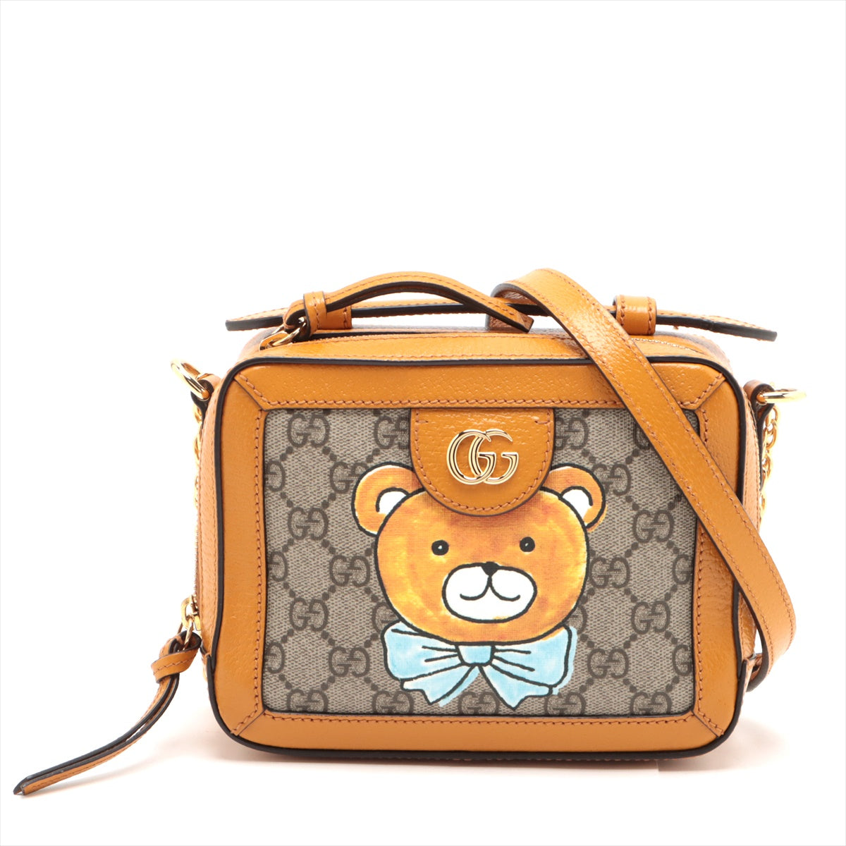 Gucci Teddy Bear GG Supreme Chain shoulder bag Brown 602576