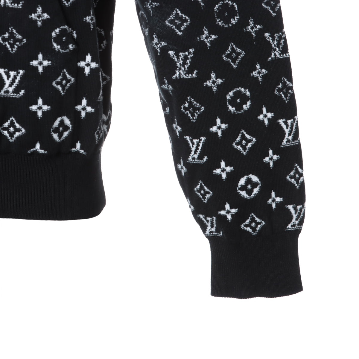 Louis Vuitton 23SS Cotton Parker M Men's Black × White  Monogram Gradient Pullover Knit Hoodie RM231Q
