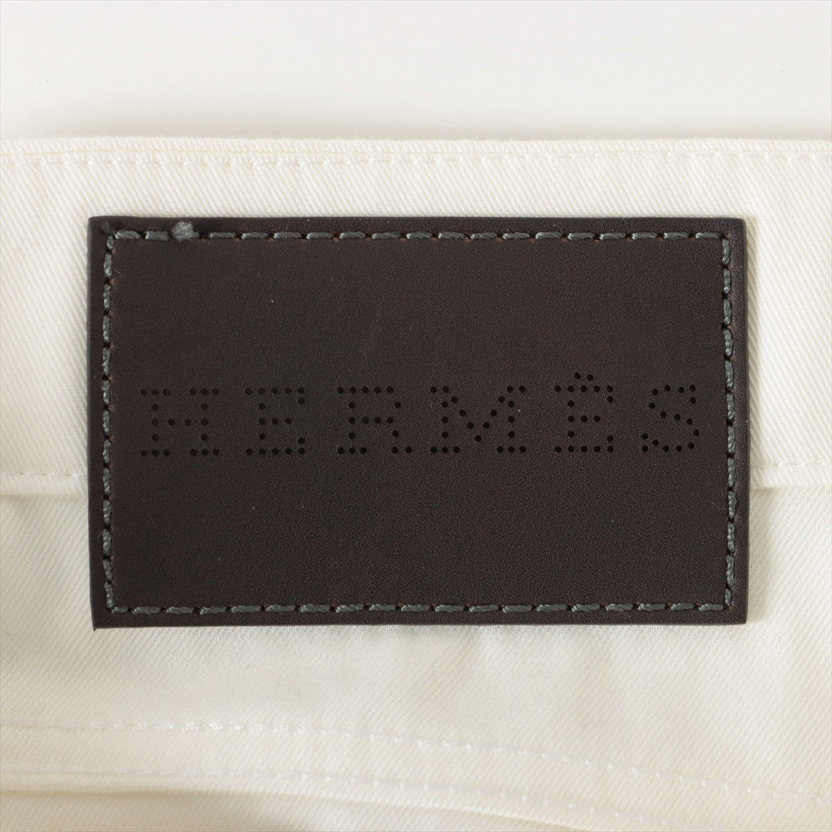 Hermès Cotton & leather Pants 38 Ladies' White  tagged