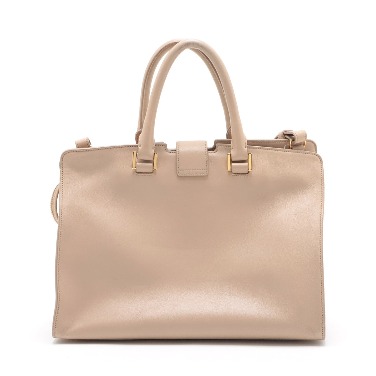 Saint Laurent Paris Navy Cabas Leather 2way handbag Beige 394461