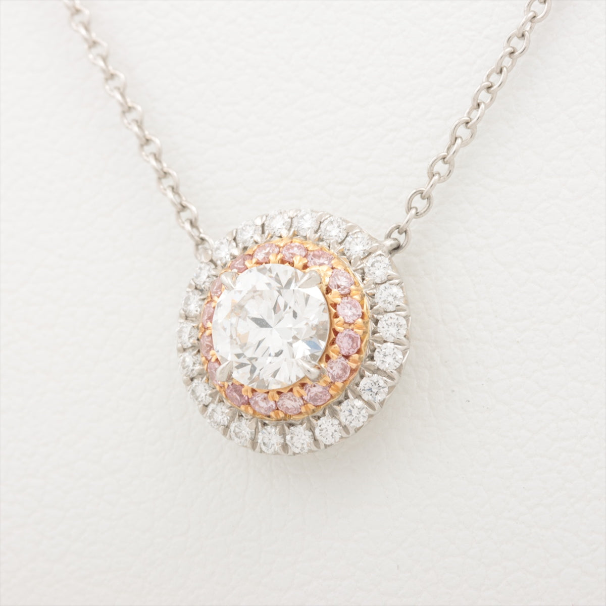 Tiffany Soleste diamond Pink diamond Necklace 750(PG)×Pt950 4.4g Diamond diameter approx. 4.78 mm