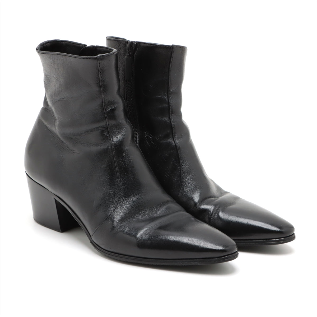 Saint Laurent Paris Leather Short Boots 42 Men's Black 667620