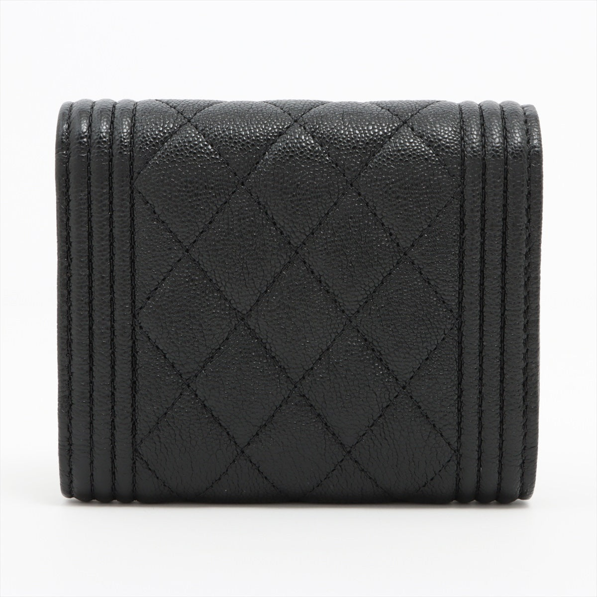 Chanel Boy Chanel Caviarskin Wallet Black Silver Metal fittings 28th