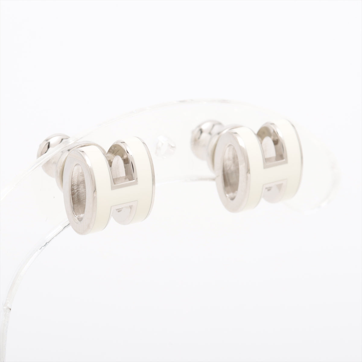 Hermès Mini Pop Ash H Piercing jewelry (for both ears) metal Ivory x silver