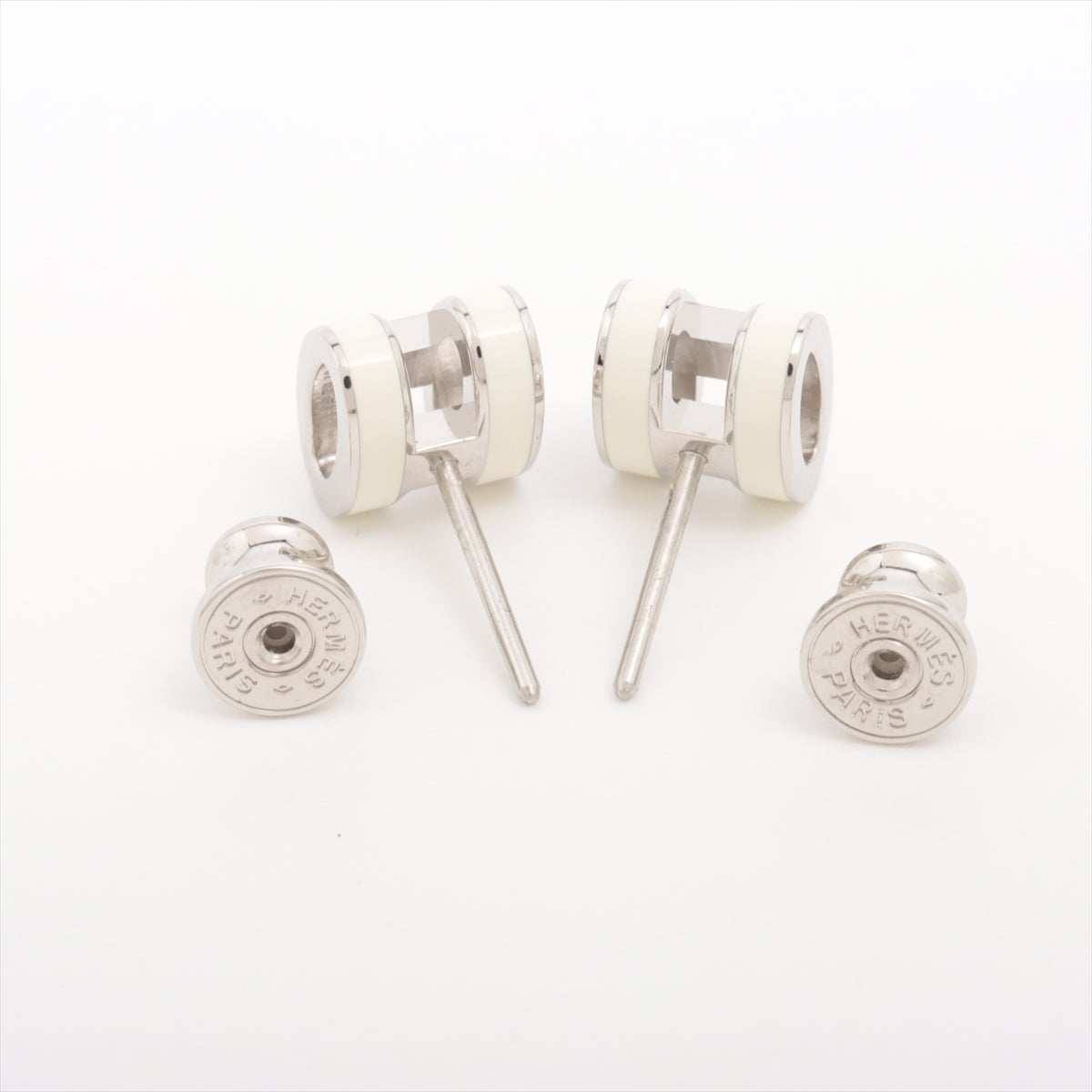 Hermès Mini Pop Ash H Piercing jewelry (for both ears) metal Ivory x silver