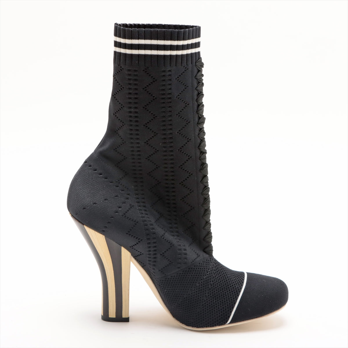 Fendi Knit SOCK BOOTS 40 Ladies' Black Rococo