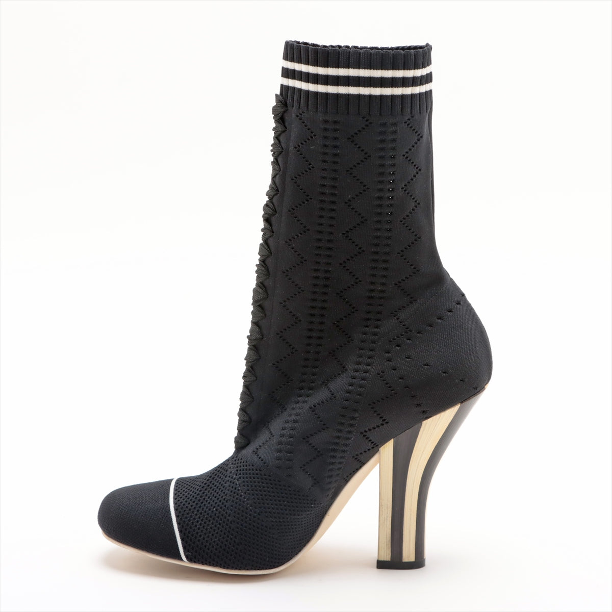 Fendi Knit SOCK BOOTS 40 Ladies' Black Rococo