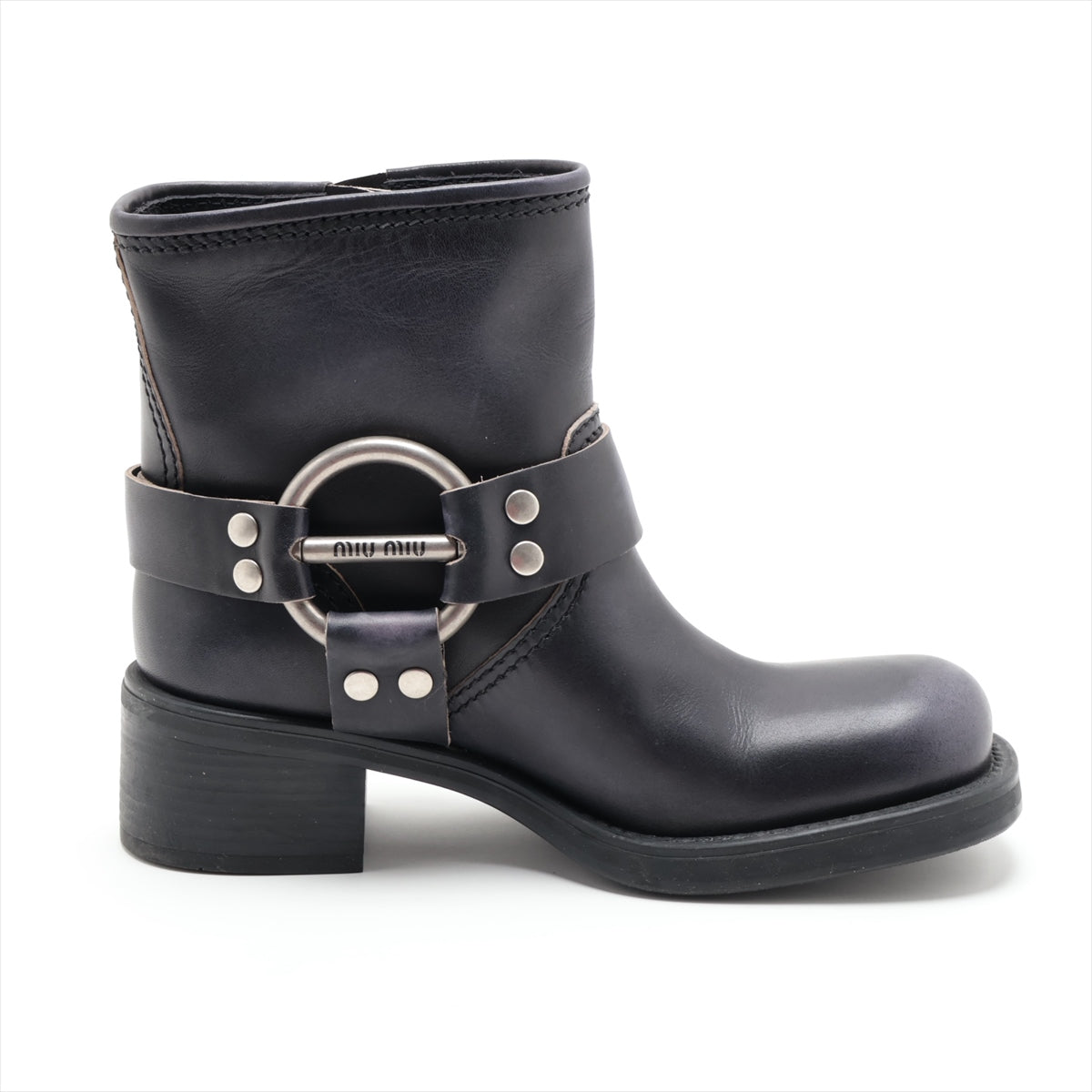 Miu Miu Leather Boots 35 Ladies' Black Buckle vintage look