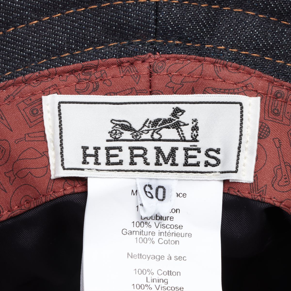 Hermès Hat Cotton Black Denim
