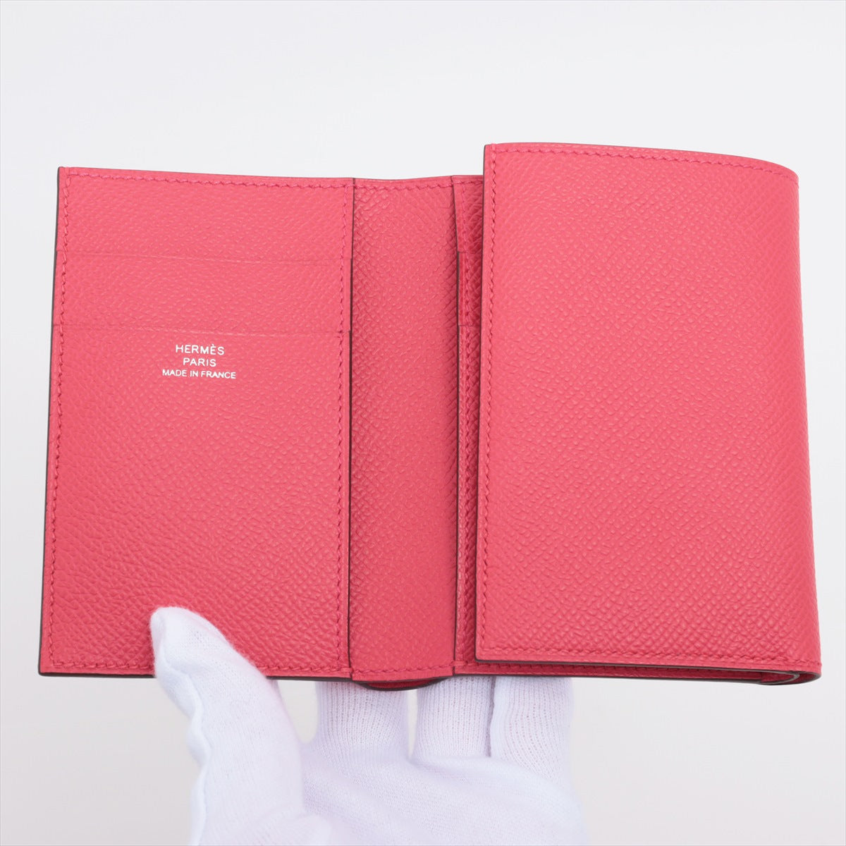 Hermès Bearn Combiné Veau Epsom Compact Wallet Rose extreme Silver Metal fittings U: 2022