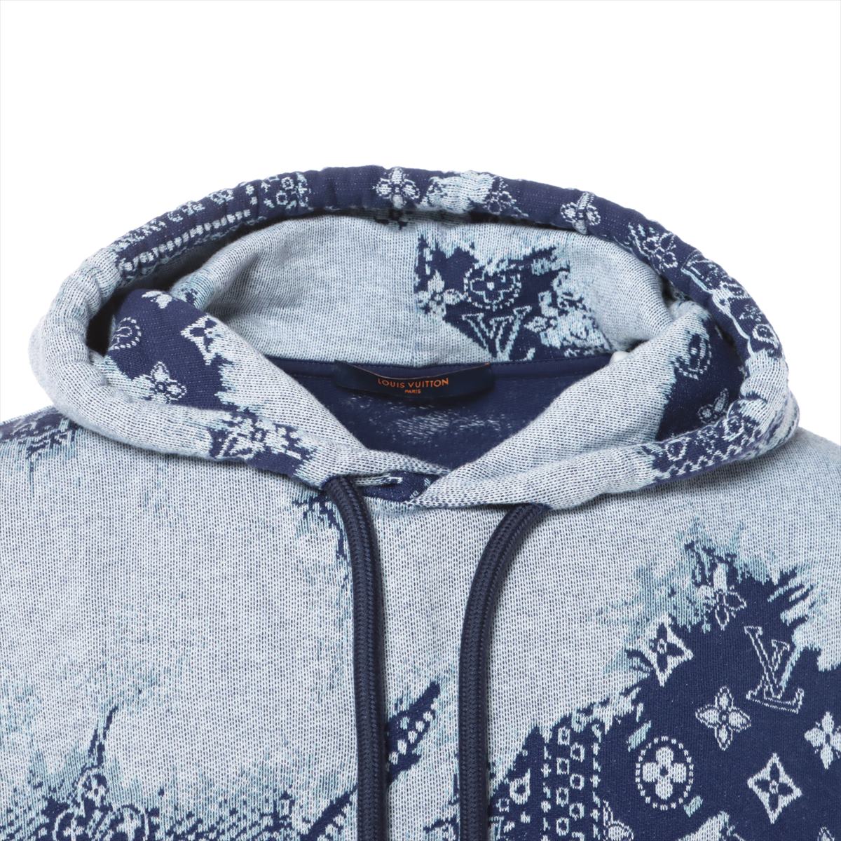 Louis Vuitton 22AW Cotton Parker S Men's Blue  RM222M Short sleeves Monogram Bandanna short sleeve hoodie