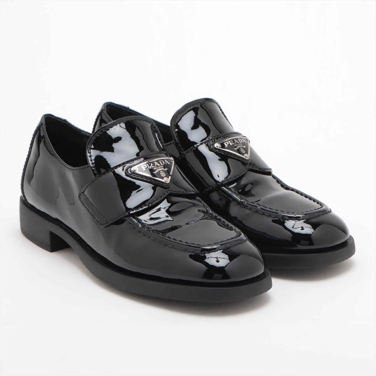 Prada Patent leather Loafer 36 Ladies' Black Triangle logo
