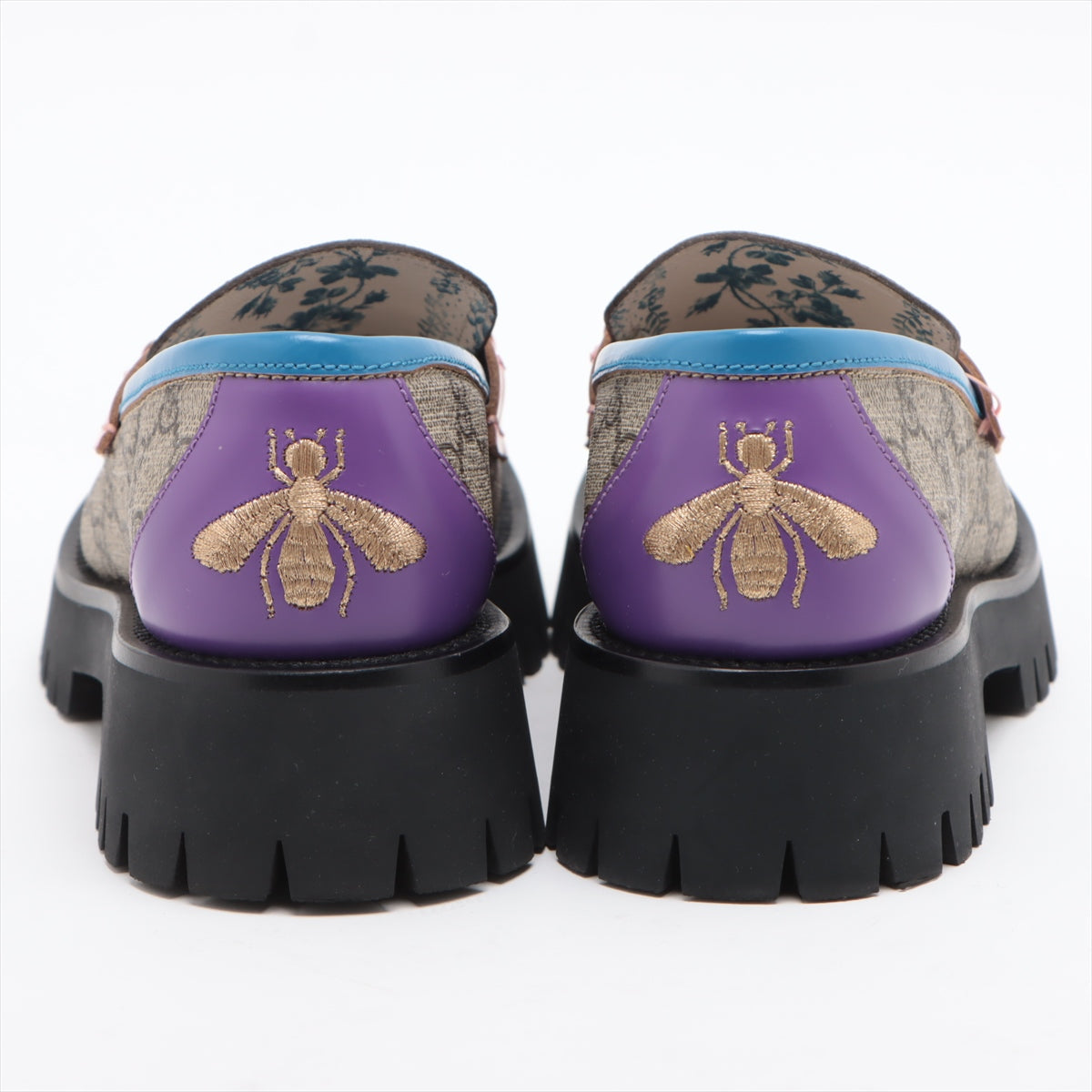 Gucci PVC & leather Loafer 38 Ladies' Multicolor 727170 GG Supreme There are frayed straps