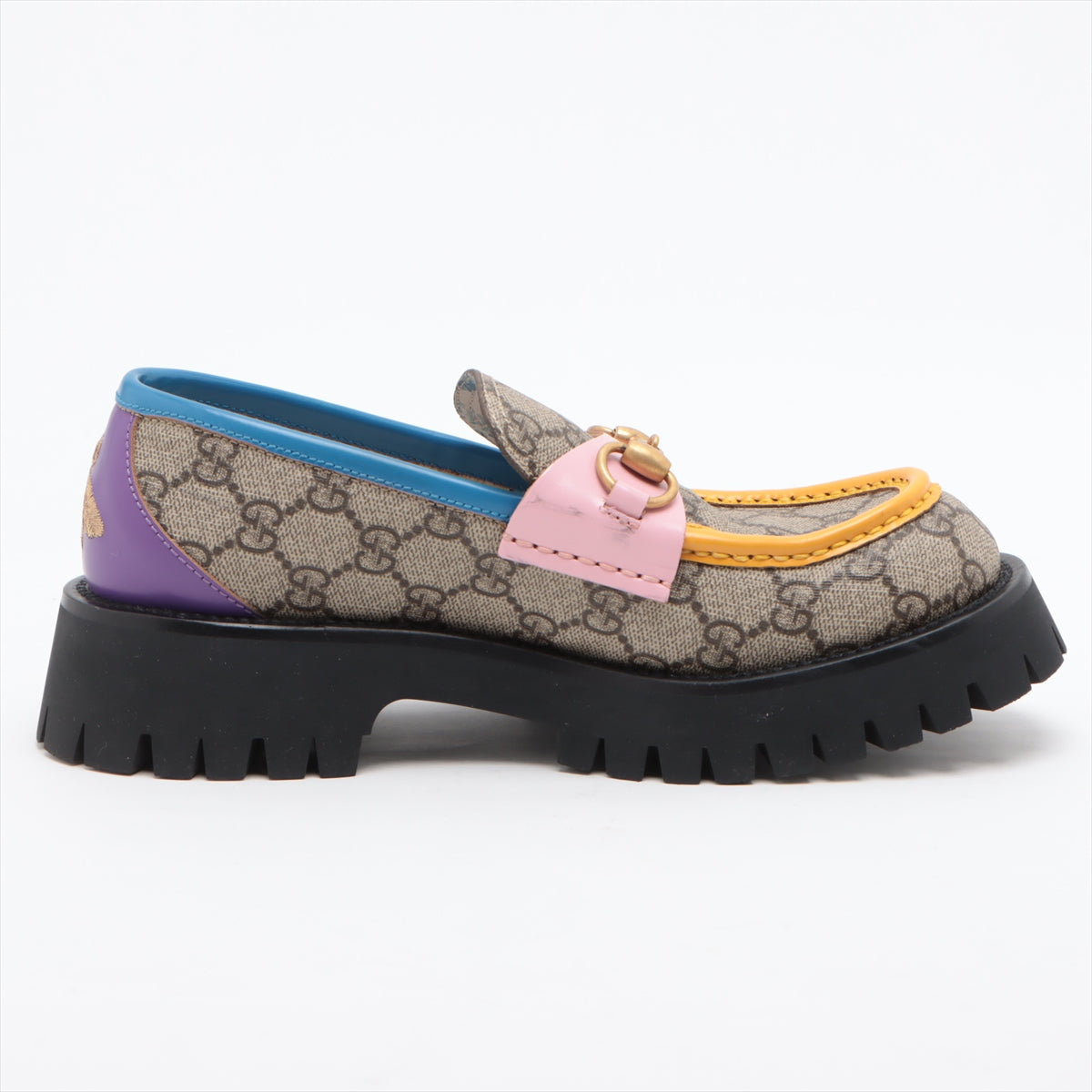 Gucci PVC & leather Loafer 38 Ladies' Multicolor 727170 GG Supreme There are frayed straps