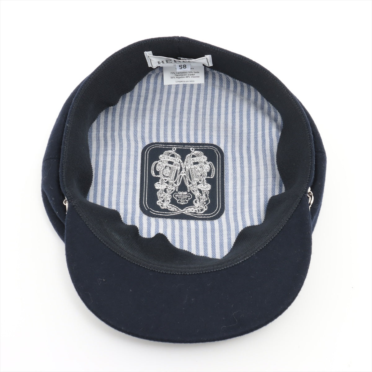 Hermès Chaîne d'Ancre Newsboy cap 58 Cashmere x rayon Navy blue