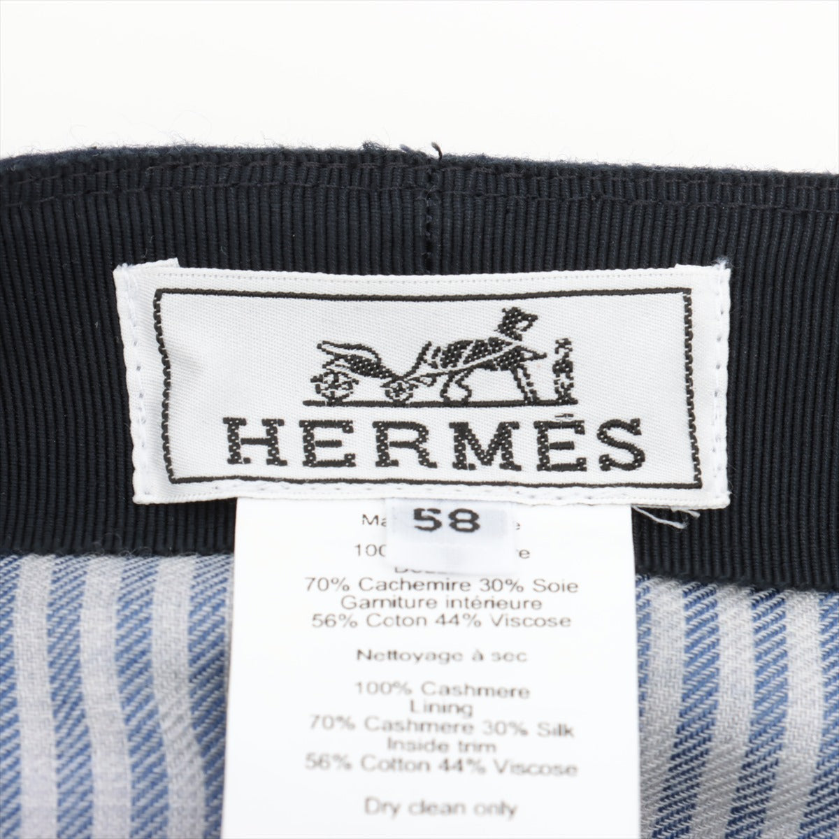 Hermès Chaîne d'Ancre Newsboy cap 58 Cashmere x rayon Navy blue