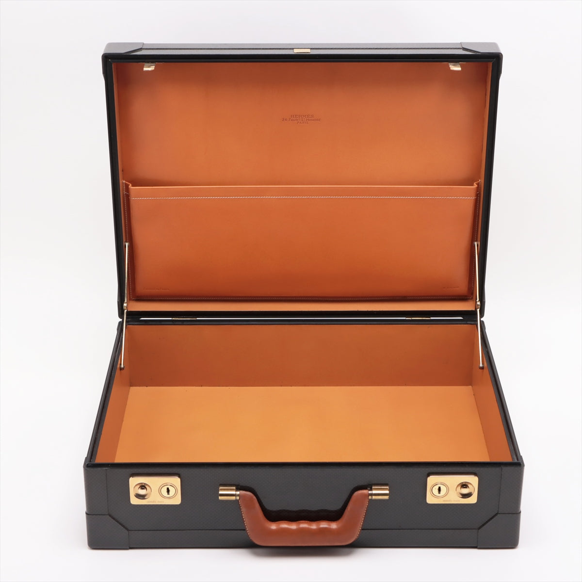 Hermès Espace GM Carbon × Veau Chamonix Attache case Gold Metal fittings 305/500 With a key