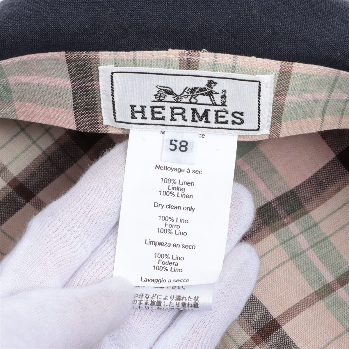 Hermès Newsboy cap 58 Linen Navy blue
