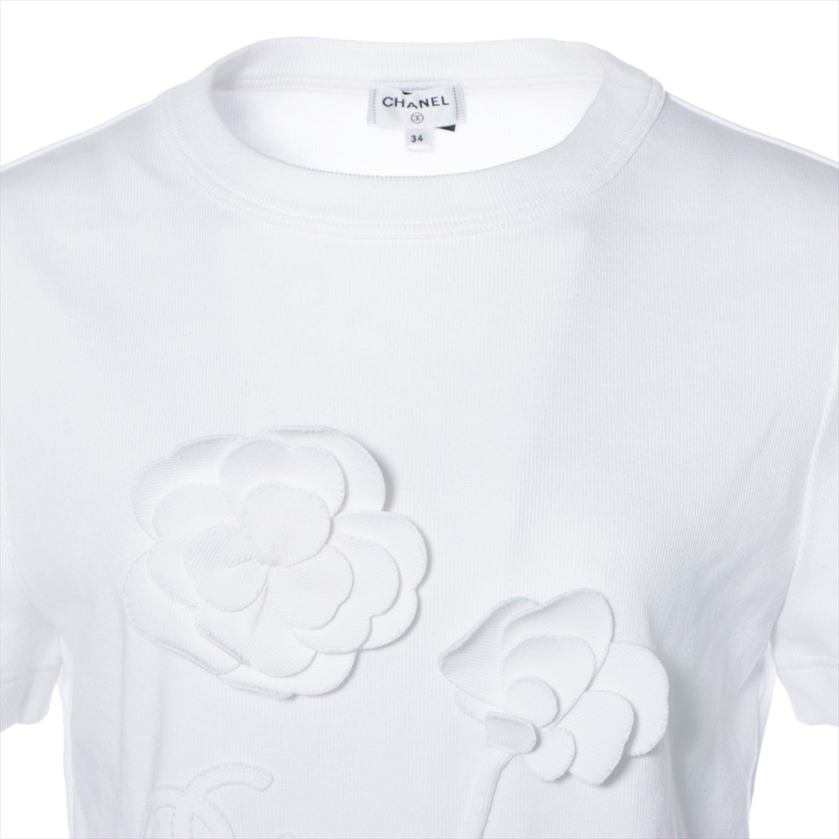 Chanel Coco Mark 23AW Cotton T-shirt 34 Ladies' White  P75952V65699