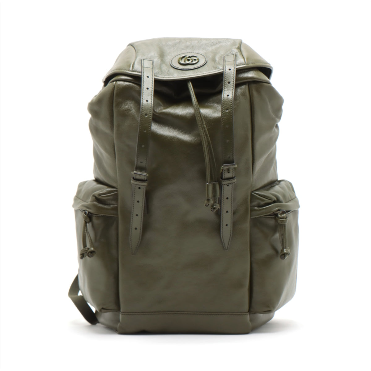 Gucci Double G Leather Backpack Khaki 725657